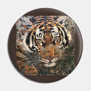 TIGER VINTAGE WOODBLOCK PRINT Pin