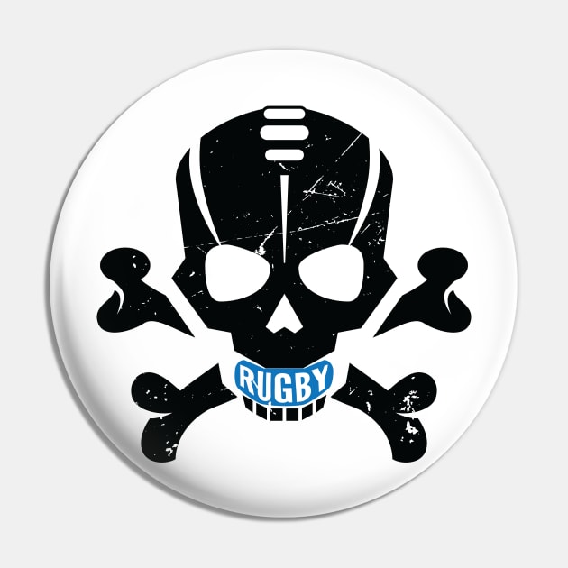 Rugby Fan Pirate Skull Pin by atomguy