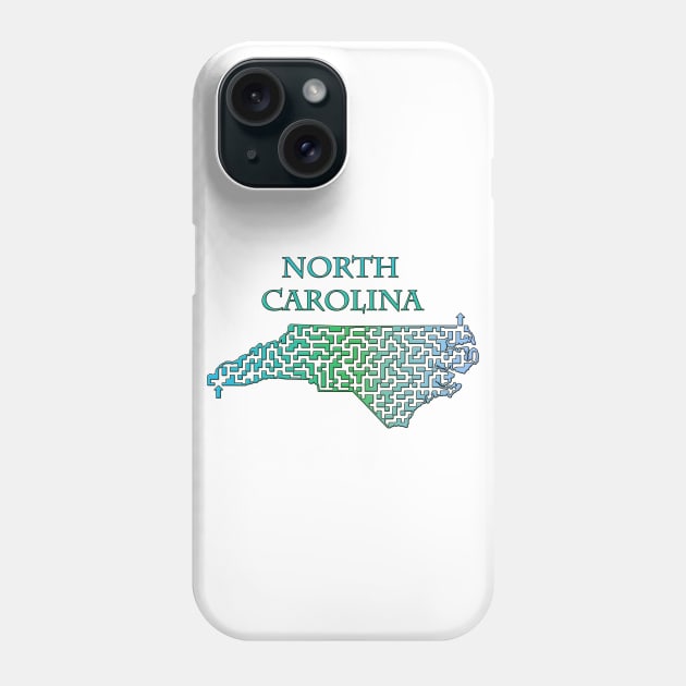 State of North Carolina Colorful Maze Phone Case by gorff