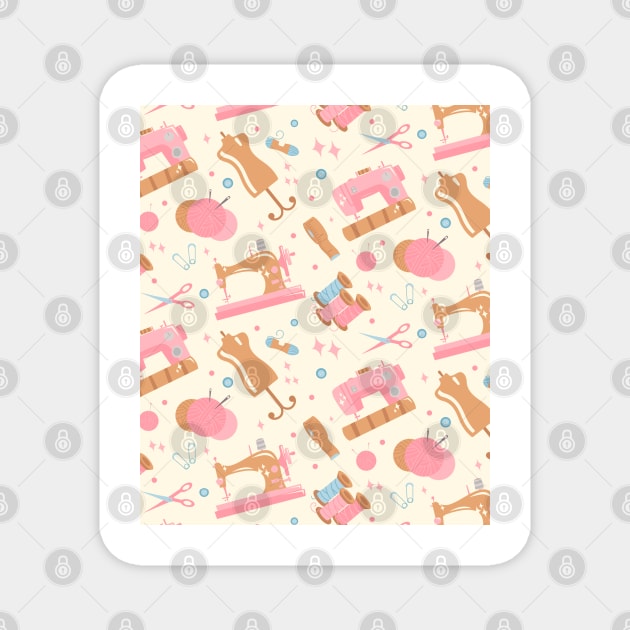 Sewing and Quilting Themed Pastel Print Magnet by Apache Sun Moon Rising