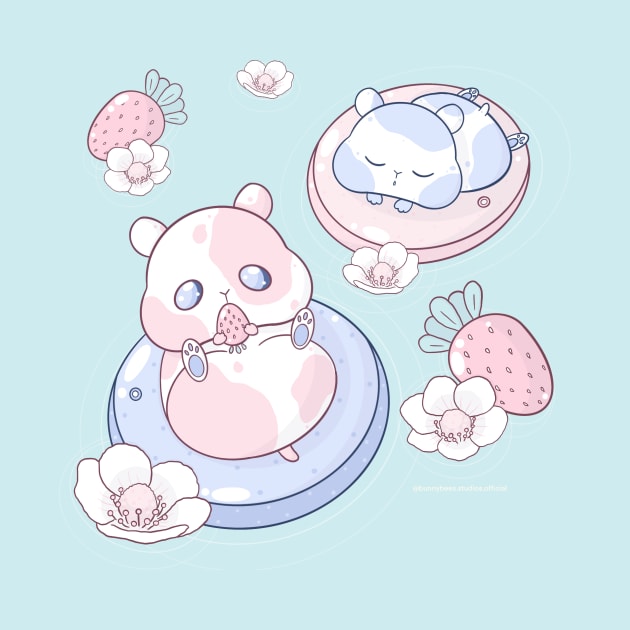 Kawaii Strawberry Hamsters by BunnyBees Studios