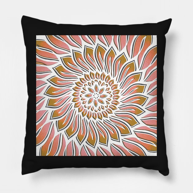Floral Lagoon Mandala - Intricate Digital Illustration - Colorful Vibrant and Eye-catching Design for printing on t-shirts, wall art, pillows, phone cases, mugs, tote bags, notebooks and more Pillow by cherdoodles