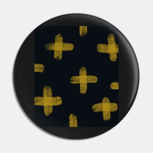 Abstract drawing of yellow crosses on blue Pin