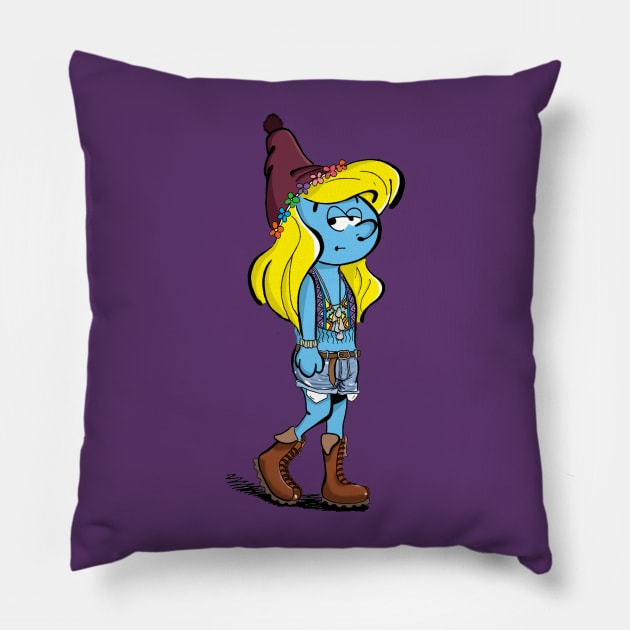 Hipster Smurfette Pillow by mattlassen