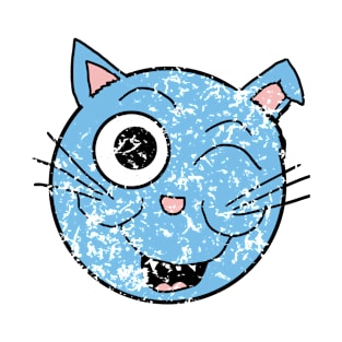 Vintage Blue Cat Head 3 T-Shirt