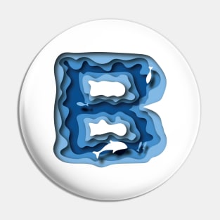 Letter B deep water papercut design Pin