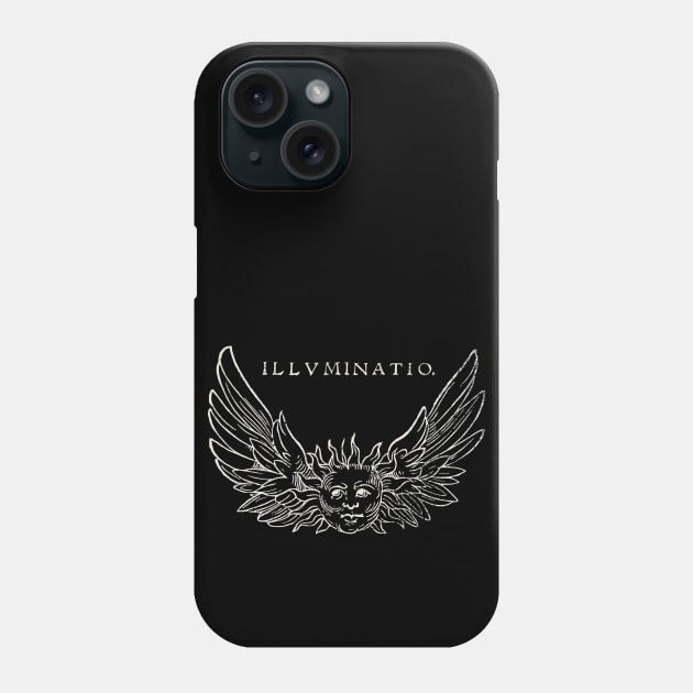 ILLUMINATIO Winged Sun Woodcut Retro Distressed Art Phone Case by ClothedCircuit