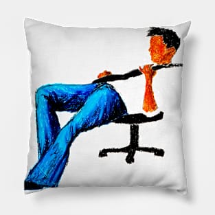 Guy playing guitar in a rollie chair Pillow