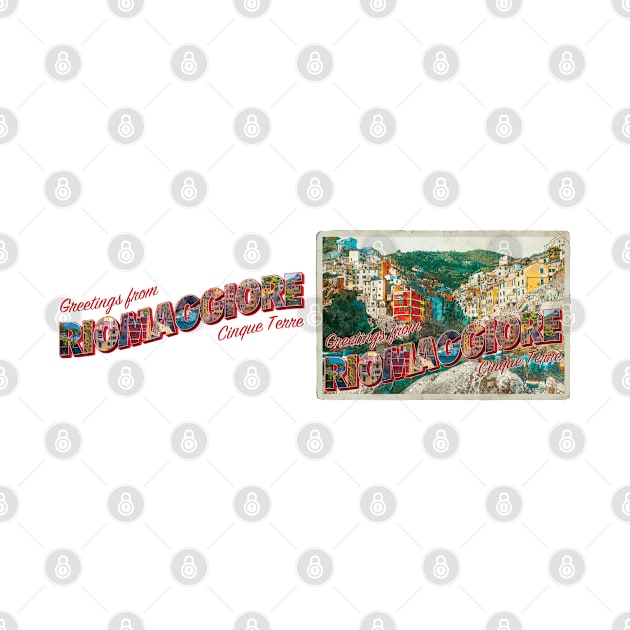 Greetings from Riomaggiore Cinque Terre vintage style retro souvenir by DesignerPropo