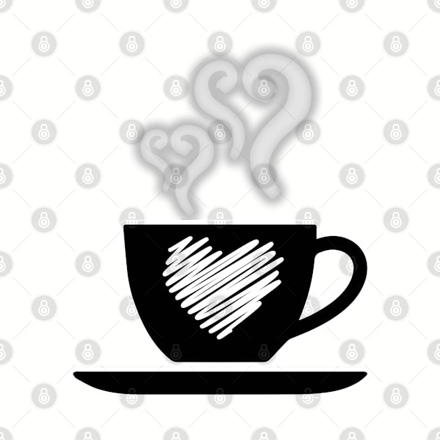 Funny coffee cup with heart smok, coffee lovers gift, coffee gift, coffee cozy, birthday, cafeteria’s stickers, fashion Design, restaurants and laptop stickers, lovely coffee cup with heart inside by PowerD