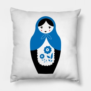 Matryoshka Nesting Doll, Blue Pillow