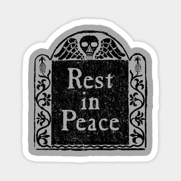 Rest In Peace Gravestone Rubbing for Light Backgrounds Magnet by MatchbookGraphics