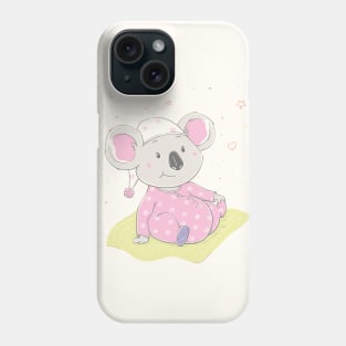 Lovely cute koala is sitting on the grass Phone Case