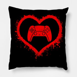 Gamer Heart Valentines Day Video Games Boys Kids Teens Pillow