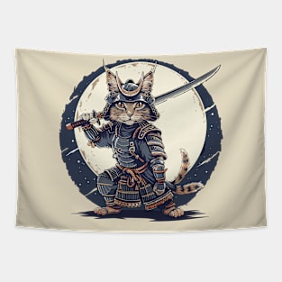 Ancient Ninja Cat Japanese Kitten Katana Cat Samurai Cat Tapestry