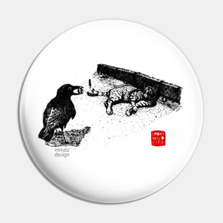 Urban Wildlife - Crow and Cat Pin