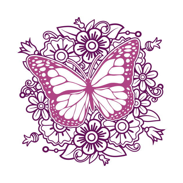 Flower Butterfly Mandala by CB Creative Images