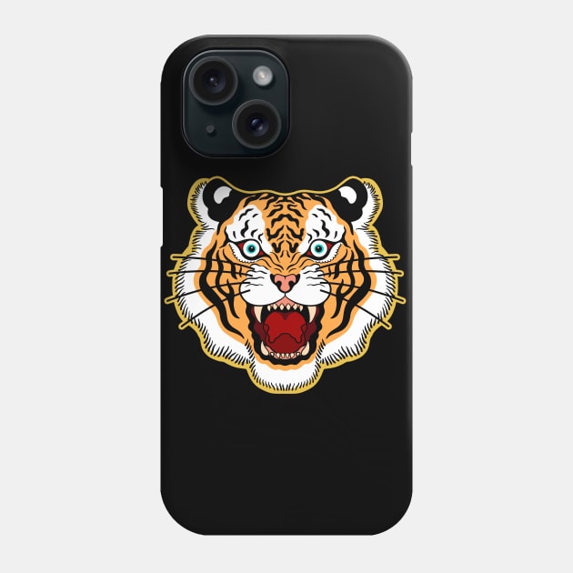 Tiger Head Old School Retro Traditional Tattoo Phone Case by Trippycollage