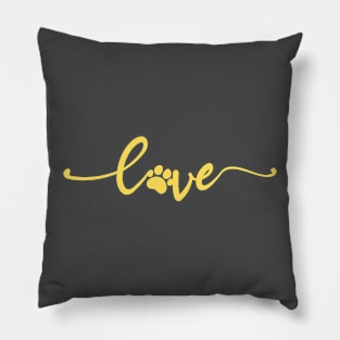 Paw Print on Love Text Illustration Pillow