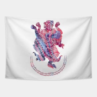 Hanuman Spiritual Sak Yant Colorful Abstract Design Tapestry