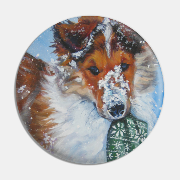 Collie Christmas Fine Art Painting Rough Collie Pin Teepublic
