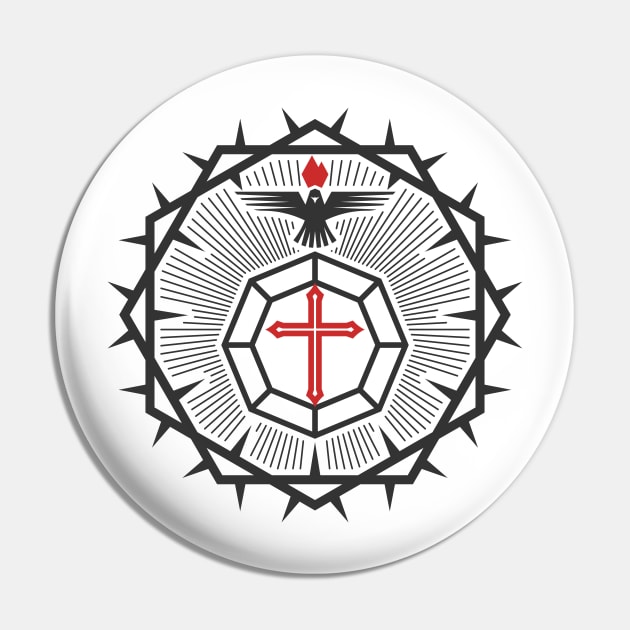 The cross is the diamond of God's love for man, the Dove is the power of the Holy Spirit and the crown of thorns Pin by Reformer