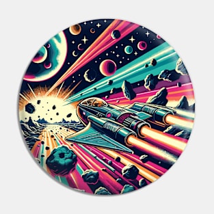 Asteroid Belt Odyssey: Retro Space Adventure Pin