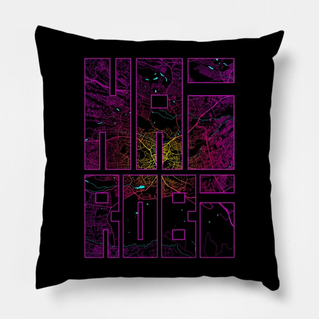 Nairobi, Kenya City Map Typography - Neon Pillow by deMAP Studio