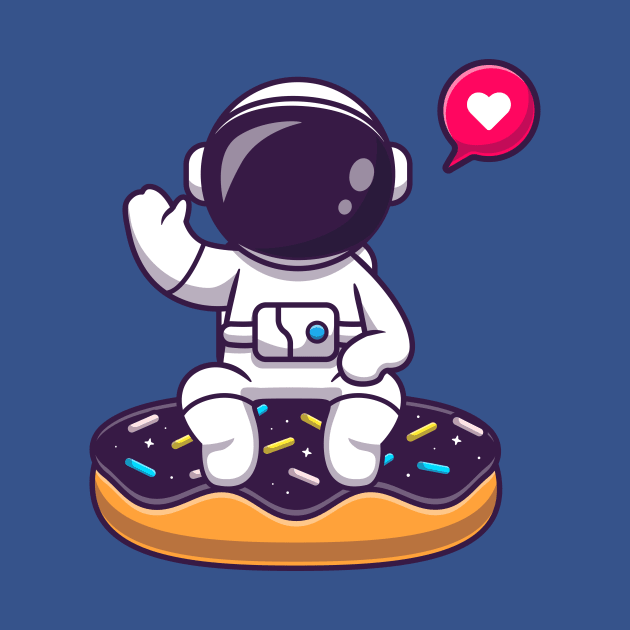 Cute Astronaut Sitting On Doughnut Space Cartoon by Catalyst Labs