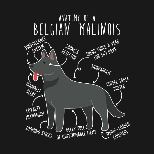 Black Belgian Malinois Dog Anatomy by Psitta