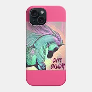 Happy Birthday (aqua horse) Phone Case