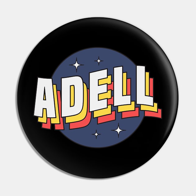 Adell - Colorful Layered Retro Letters Pin by Mandegraph