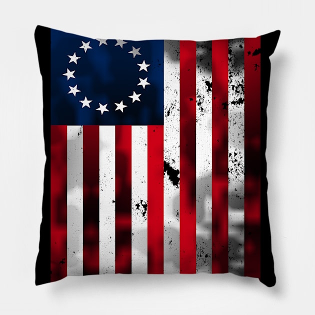 Distressed Vertical Betsy Ross Flag Pillow by DazzlingApparel