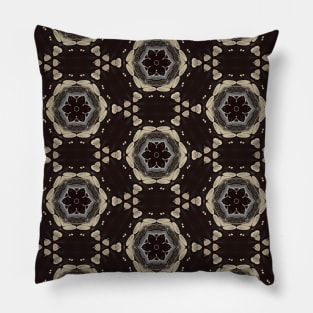 Black and White Hex with Black Flowers Pattern - WelshDesignsTP002 Pillow