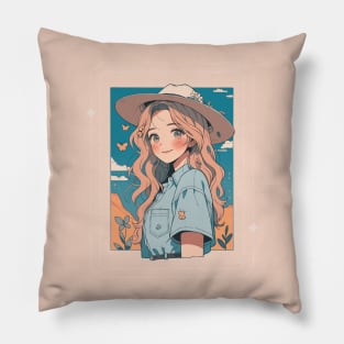 Powerful girl cowboy Pillow