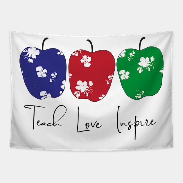 Teach, Love, Inspire with apples Tapestry by Anines Atelier