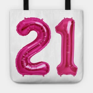 Hot Pink 21st Birthday Metallic Helium Balloons Numbers Tote