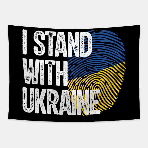 I Stand With Ukraine Fingerprint Ukraine Tapestry by BramCrye