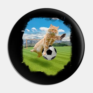 Maine Coon Cat Playing Soccer Football Pin