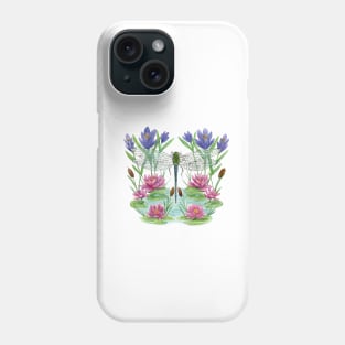 Spring Dragonfly with Water Lilies - Periwinkle Version Phone Case