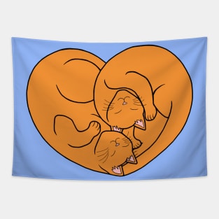 Cute Ginger Orange Cat Heart Tapestry