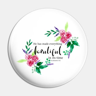 Watercolor Flowers Bible Verse Quote Christian Lettering Pin