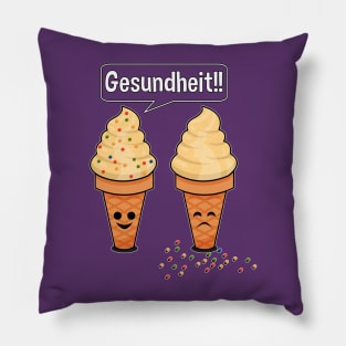 Sprinkle Sneezing Ice Cream Cone Says Gesundheit Funny Pillow