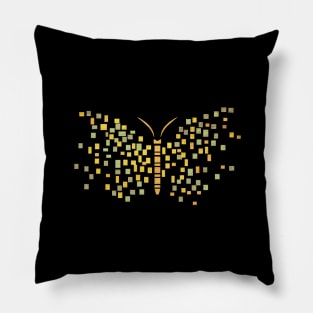 Pixelated Golden butterfly Pixel art Pillow