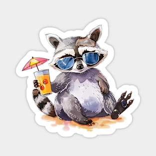 Summertime Raccoon beach chillout Magnet