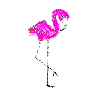 Flamingo Doodle Black T-Shirt