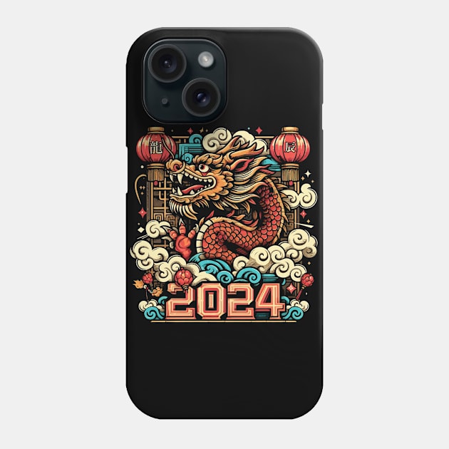 Vintage Retro Chinese Dragon - Lunar New Year Phone Case by QuirkyInk