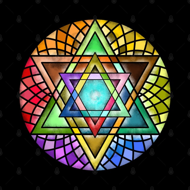 Rainbow Star of David Stained Glass Art by Mey Designs