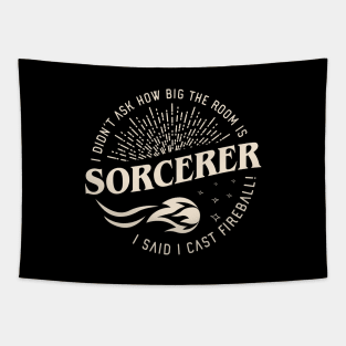 Sorcerer I Cast Fireball Funny Tabletop RPG Tapestry