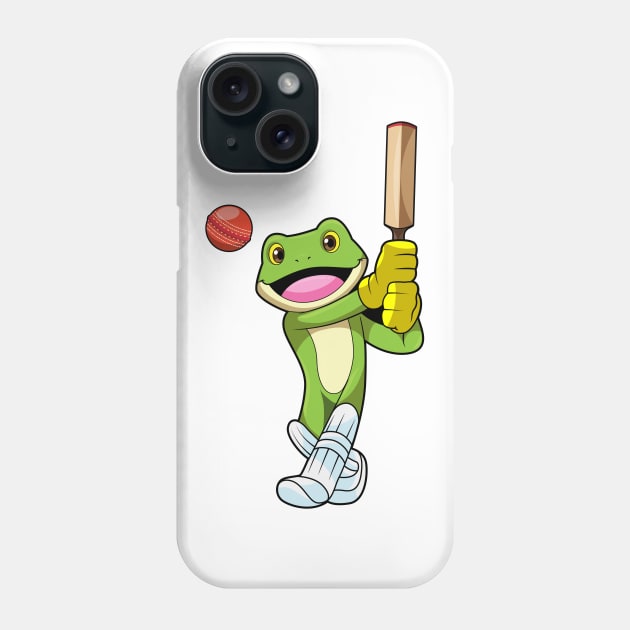 Frog at Cricket with Cricket bat Phone Case by Markus Schnabel
